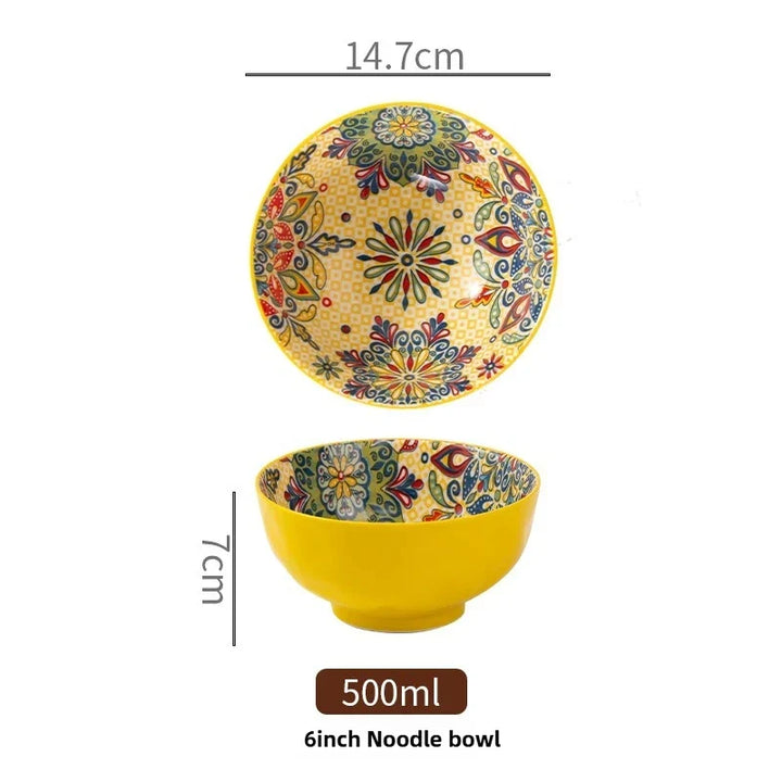 Bohemian Ceramic Rice Bowl Retro Noodle Bowl Kitchen Gift