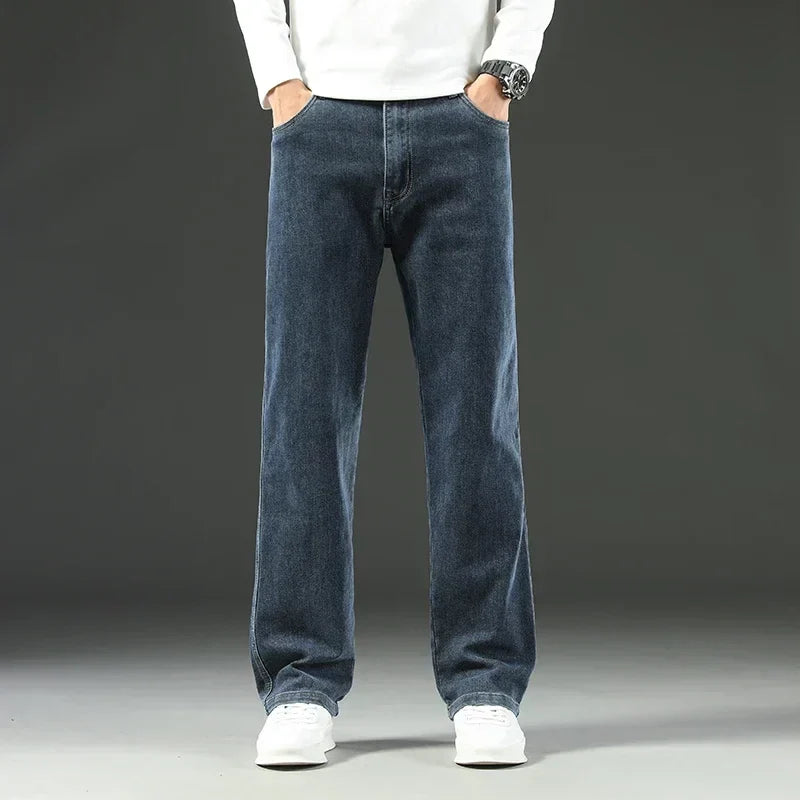 Stretchy Men’s Jeans - Wide Leg, Cotton, Business Casual
