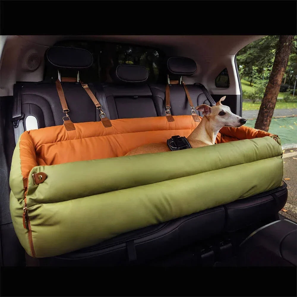 Pet Outing Lathe Luxury Faux Leather Dog Car Seat - Portable Booster Bed for Cats and Dogs