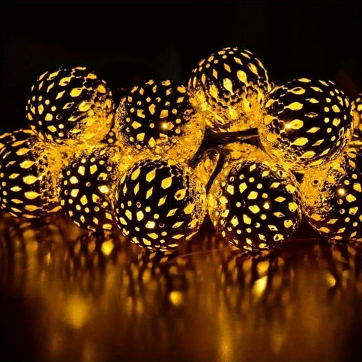 Solar String Lights Moroccan Ball LED Outdoor Waterproof 8 Modes Garden Party Christmas Decor 2026