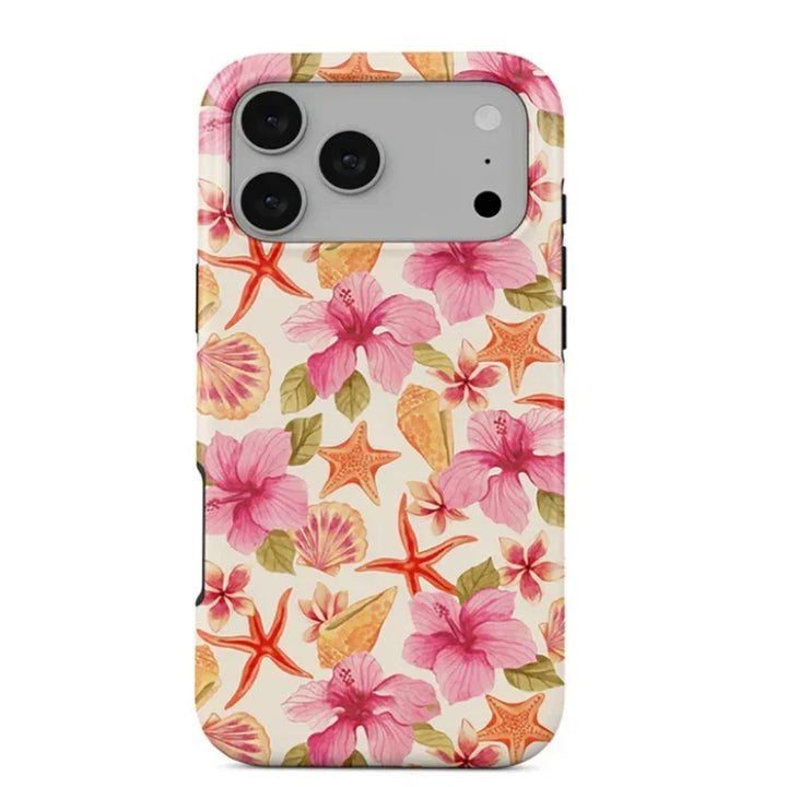 Tropical Ocean Double-Layer iPhone Case - PC TPU Cartoon Design Washable Cover for iPhone 11 to 17