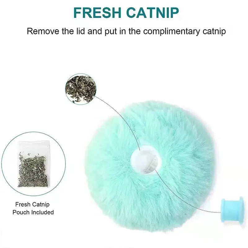 Interactive Cat Toy Ball - Plush Electric Catnip Training Squeak Sound Toy for Kittens