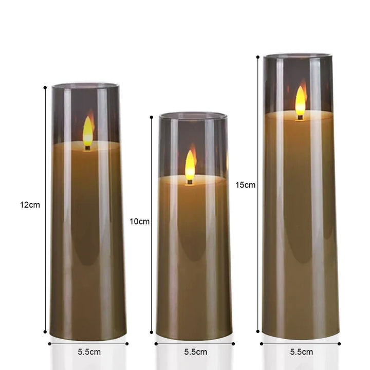 3Pcs/Set LED Flameless Candles with Remote Control - Flickering Light for Weddings &amp; Home Decor
