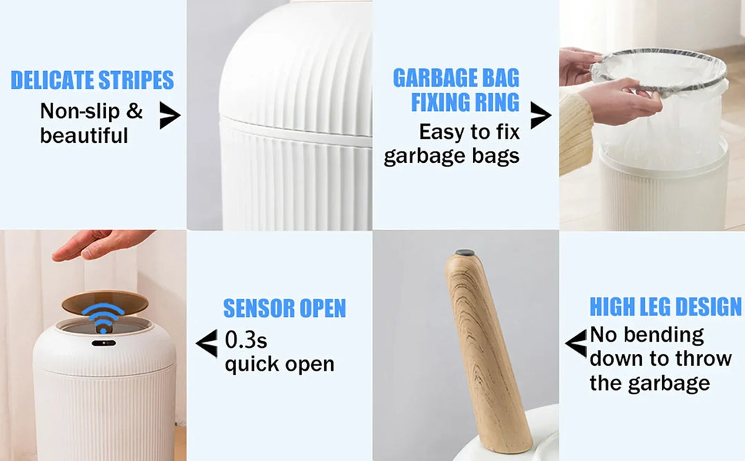 Motion Sensor Trash Can Small Plastic Smart Bin Hands Free