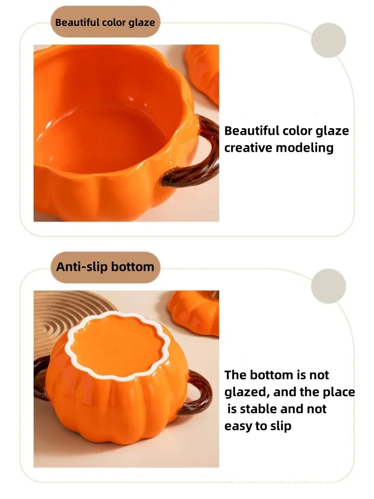 Pumpkin Soup Pot 1.4L Ceramic Bowl With Lid Halloween