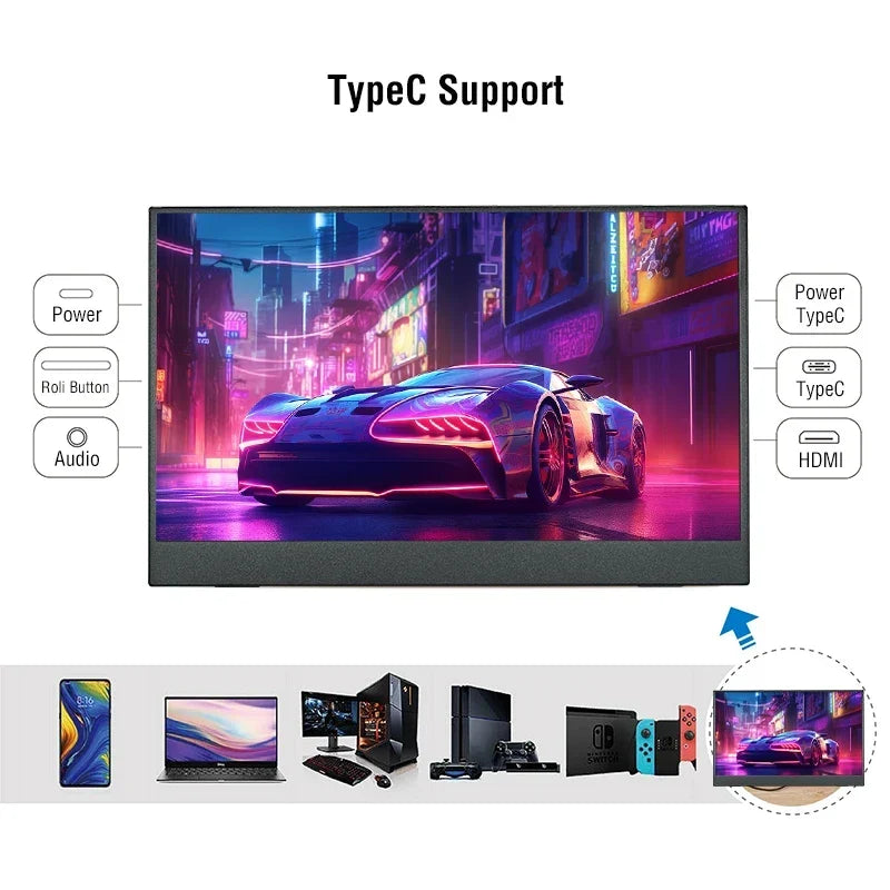 Portable 15.6 Inch Touch Monitor 1080p HDR Gaming On The Go