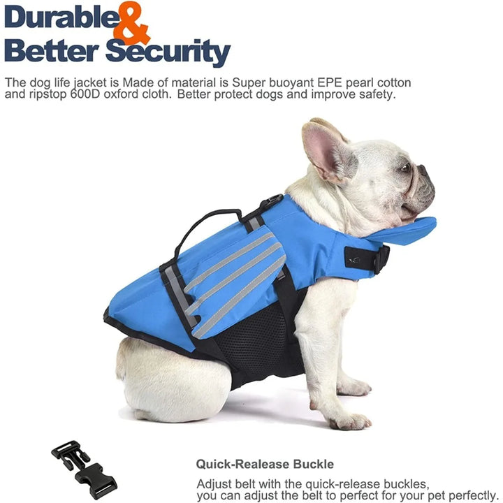Dog Life Jacket with Chin Float &amp; Rescue Handle – Reflective Adjustable Oxford Swimming Vest All Sizes 2026