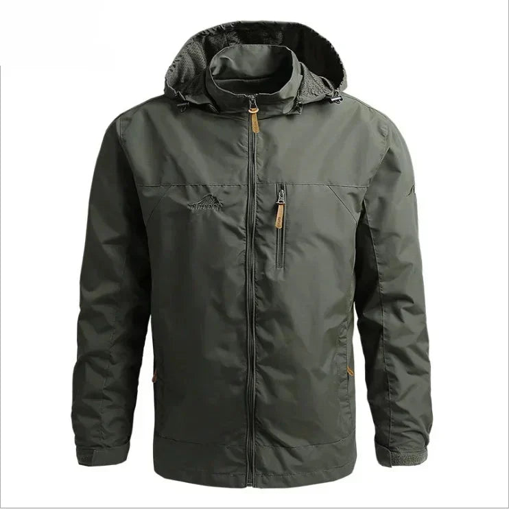 Waterproof Men Jacket – Hooded Windbreaker, Polyester, Autumn