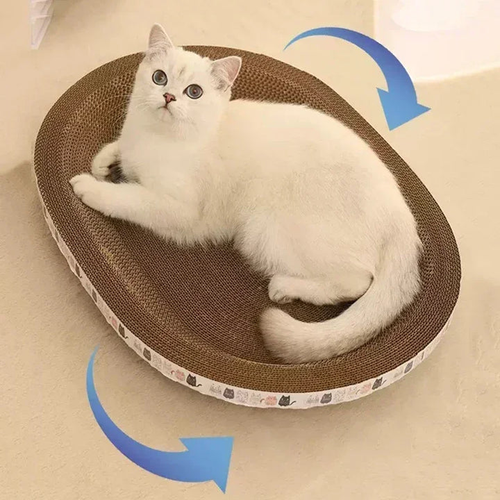 43cm Corrugated Cat Scratcher - Round Oval Grinding Toy, Wear-Resistant Bed Nest for Cats