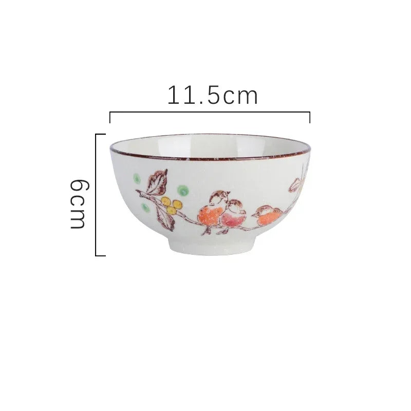 Ceramic 4.5 Inch Japanese Rice Bowl Retro Home Tableware