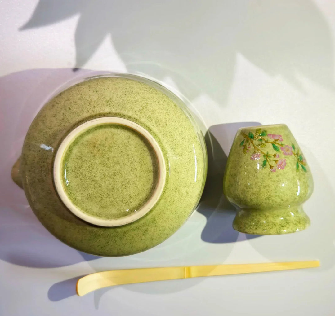 Matcha Tea Set Porcelain Bowl Bamboo Whisk Traditional Box