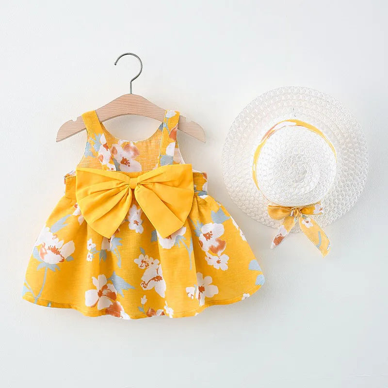 Soft baby girl dress – floral a-line, flowy cotton-polyester, for summer beach party