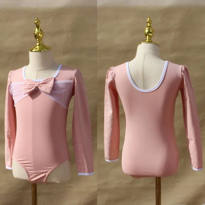 Lightweight girls ballet leotard set - puff-sleeve top, tulle tutu skirt, polyester, for dance class