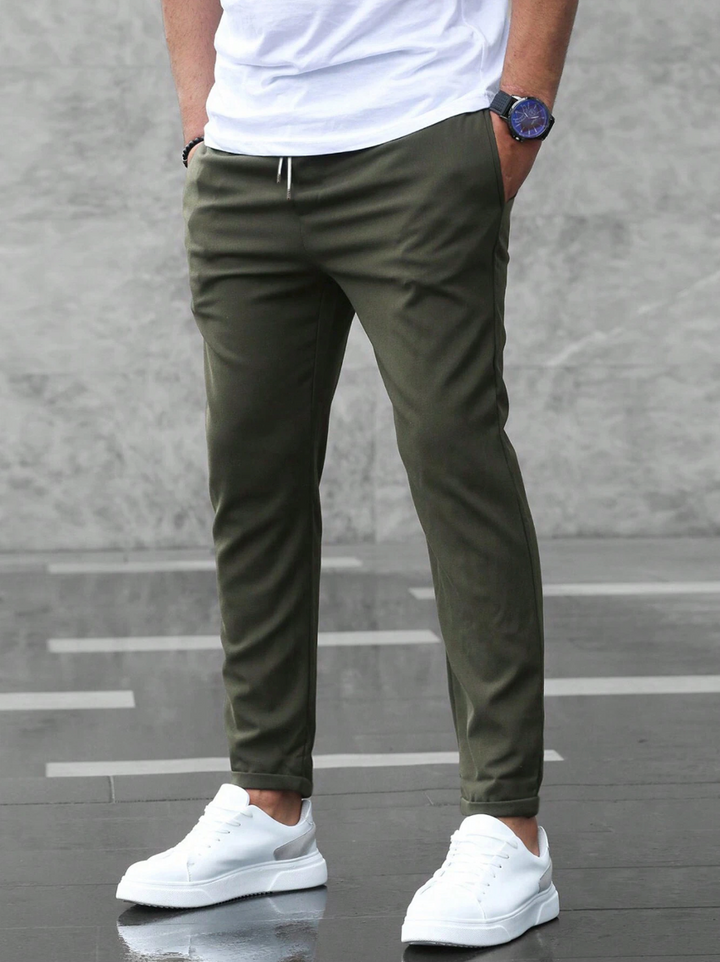 Stretch Comfort Pants with Adjustable Drawstring Waistband, Lightweight Work Pants for All-Day Wear