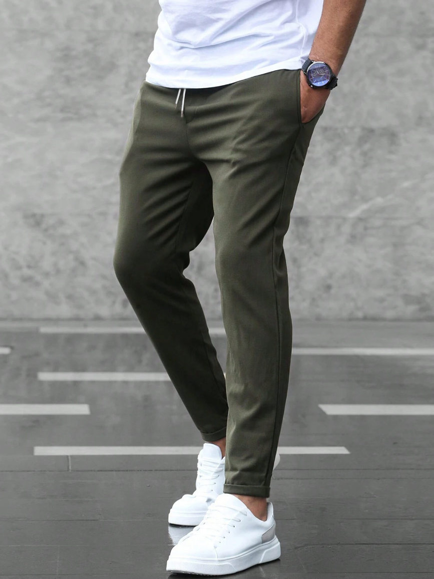 Stretch Comfort Pants with Adjustable Drawstring Waistband, Lightweight Work Pants for All-Day Wear