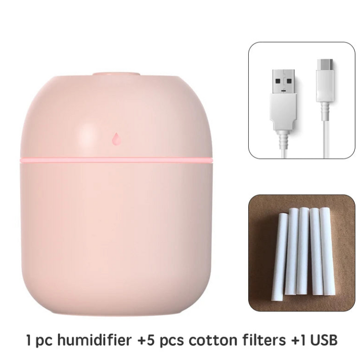 Portable USB Ultrasonic Air Mini Humidifier Diffuser with LED Lamp - Car Purifier Aroma Mist Maker for Home &amp; Travel