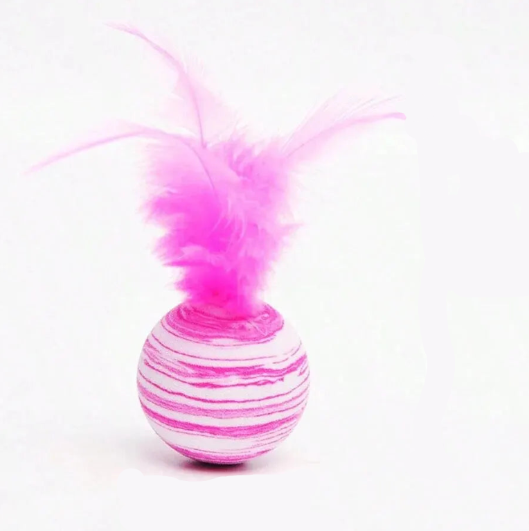 Cat Toy Striped Ball Interactive - Fun Pet Play, 5g Feather Toy
