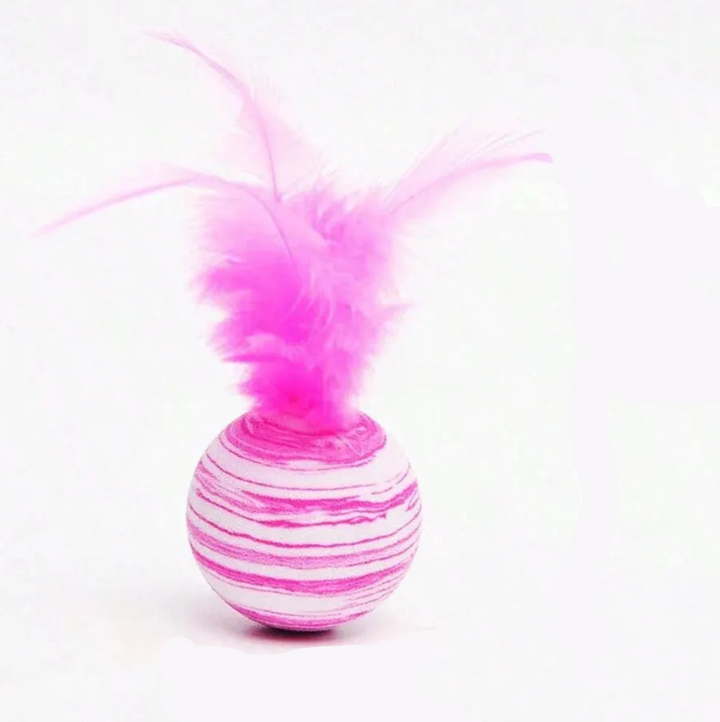 Cat Toy Striped Ball Interactive - Fun Pet Play, 5g Feather Toy