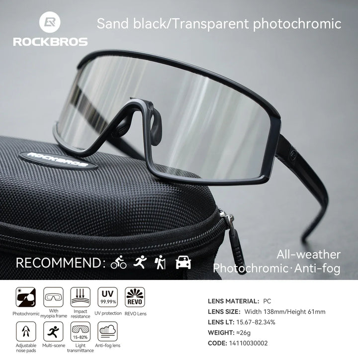 Cycling Sunglasses Polarized UV400 Anti-Fog Photochromic Outdoor Eyewear All-Season Non-Slip Unisex