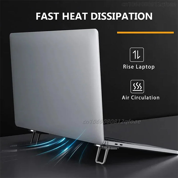 Ultra-Thin Portable Laptop Stand with Mini Legs &amp; Cooling Support for Macbook - Adjustable Bracket