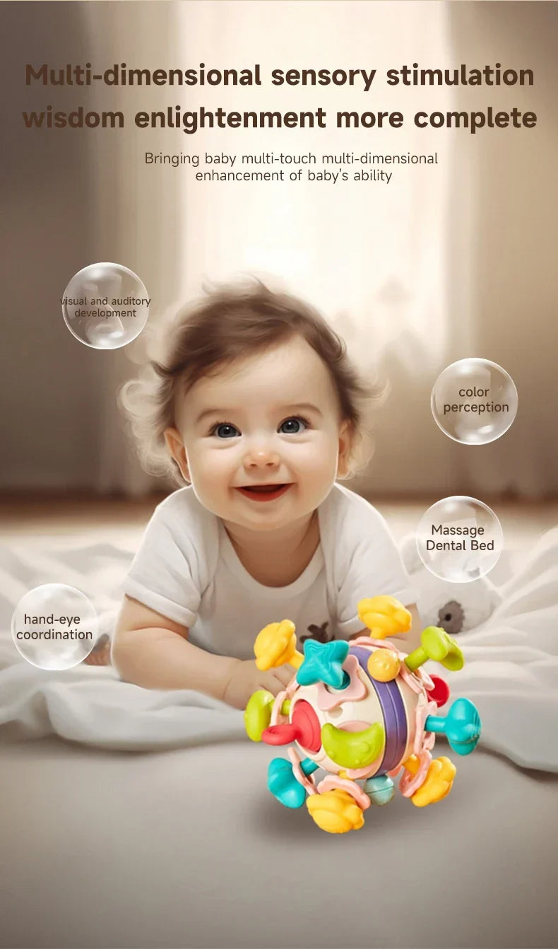 Baby Teether Rattle Hand Grip Sensory Ball Toy Newborn