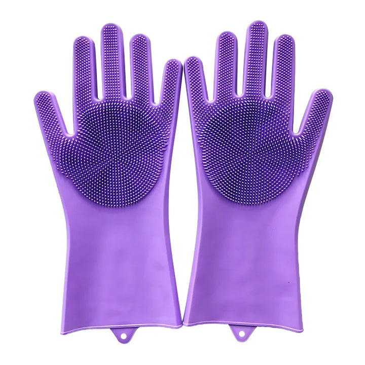 Silicone Dishwashing Gloves with Scrubber - Eco-Friendly Household Cleaning Tool