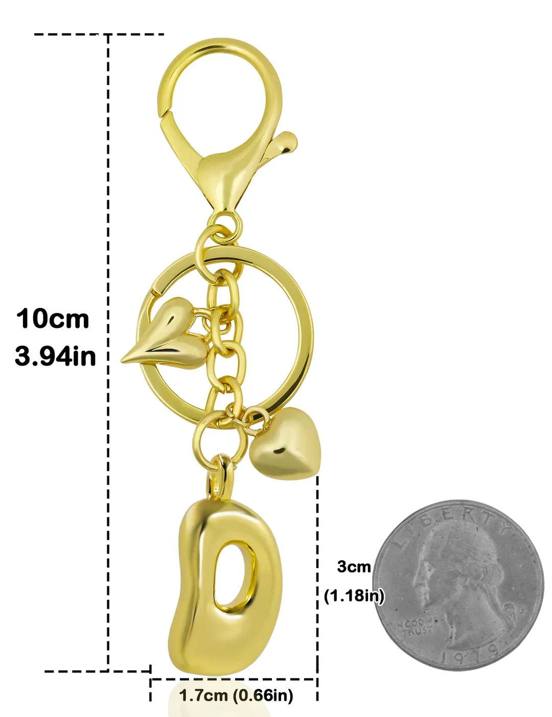 Personalized Keychain Gold Bubble Letter Bag Charm Gift