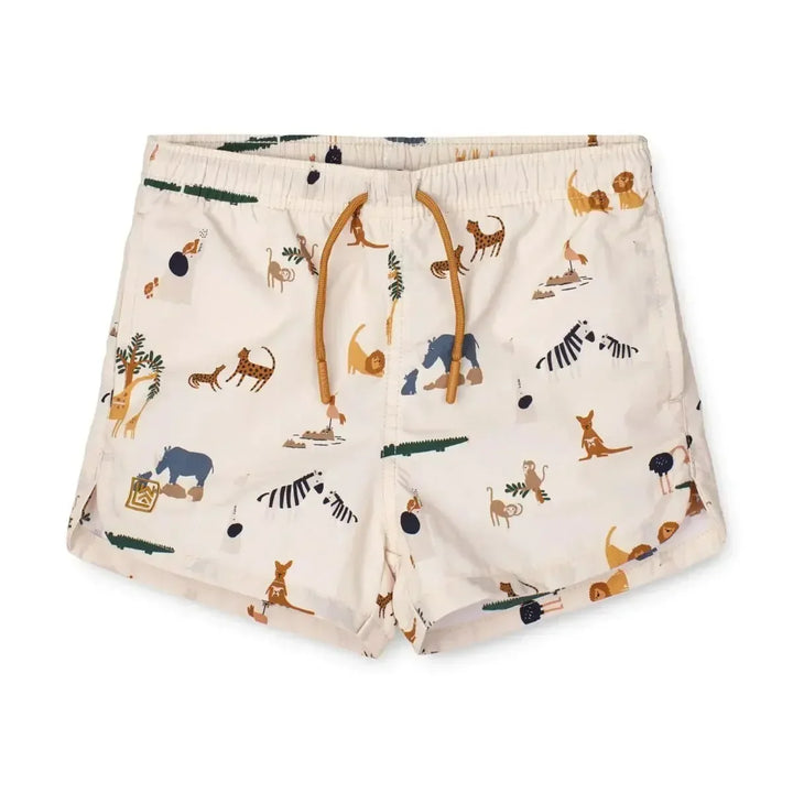 Quick-dry Kids’ Swimwear Set – Rash Guard &amp; Hat, Nylon, Cartoon Seagull Star Print, Beach Holidays