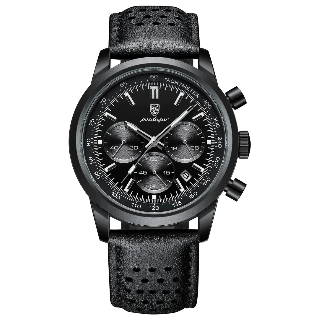 Quartz Watch Leather Chronograph Military Style 2025