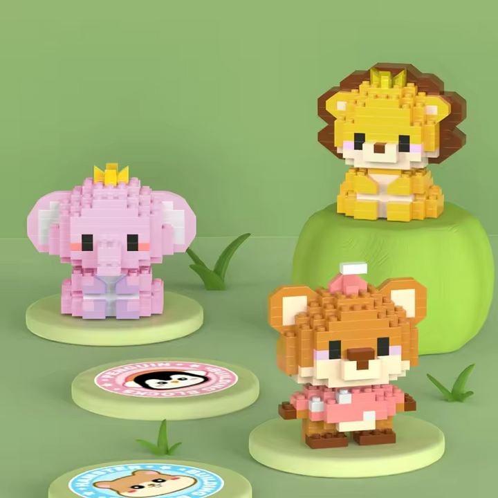 Mini Cute Animals Micro Building Blocks Lion 3D Toy Set for Kids