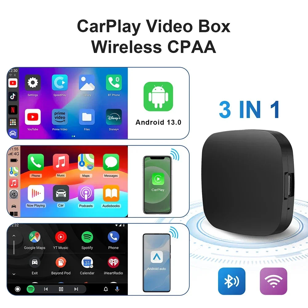CarPlay AI Box Wireless CarPlay Android Auto Smart TV Box Fall 2025 Netflix YouTube In Car