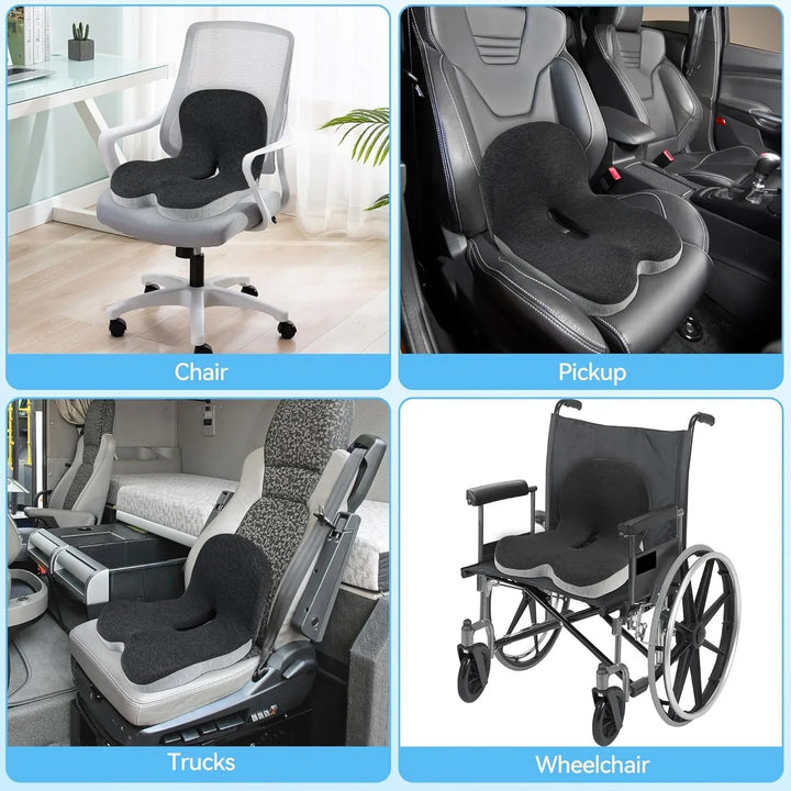 Ergonomic Memory Foam Seat Cushion with Back Support – Lumbar Relief for Office Chair Car Wheelchair 2026