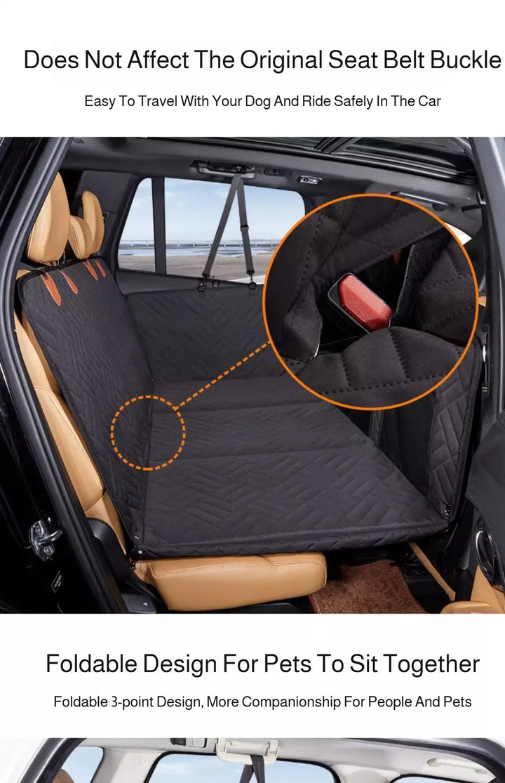 Waterproof Pet Car Seat Cover - Non-Slip Scratch-Proof Hammock Back Seat Protector for Dogs
