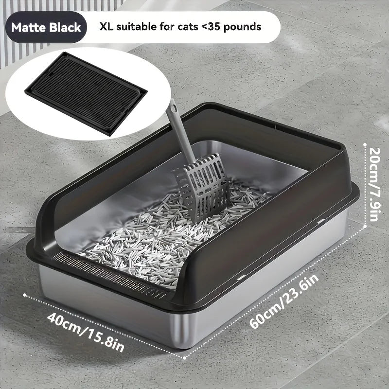 KEMORELA Extra Large Stainless Steel Cat Litter Box – Semi-Enclosed Leak-Proof High-Sided with Mat 2026