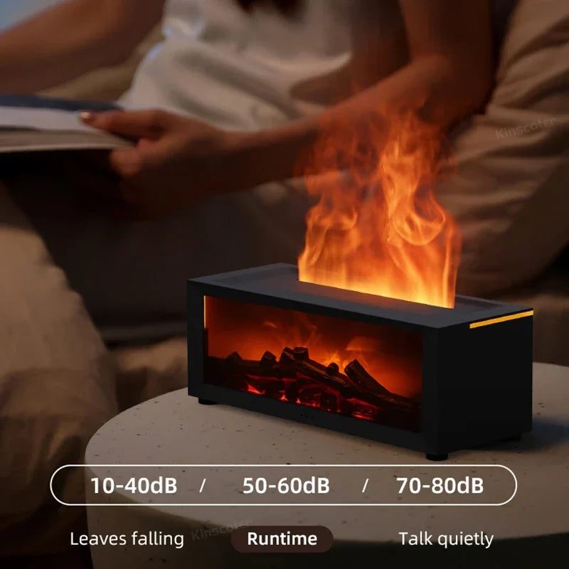 Creative Fireplace Air Humidifier Diffuser with LED Light Remote Control for Home Gift