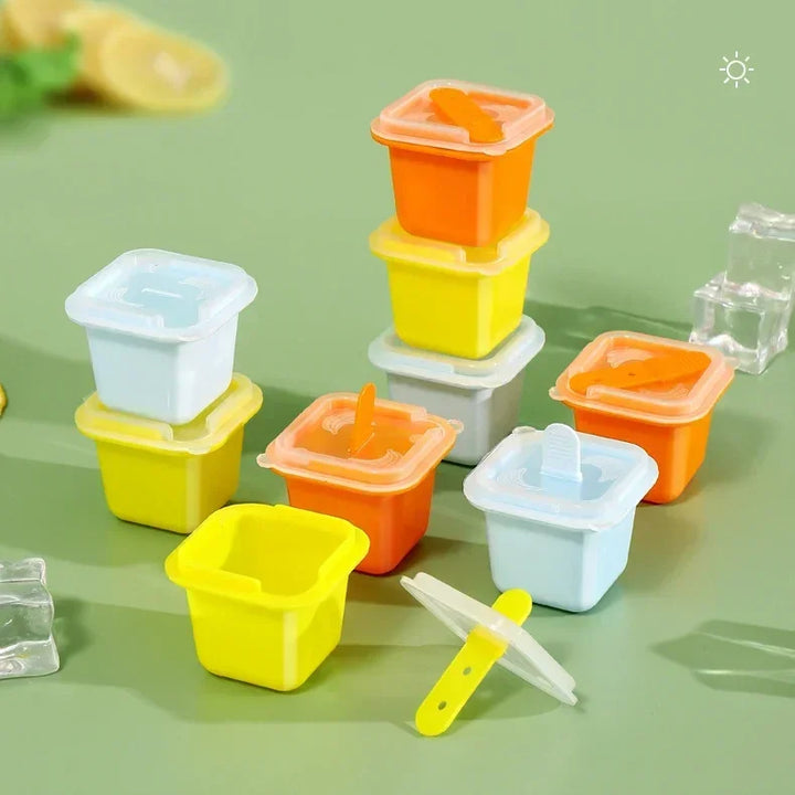 Food Grade Silicone Ice Cube Molds with Popsicle Sticks for Ice Cubes, Jellies, and Custom Treats - Stackable and Dishwasher Safe