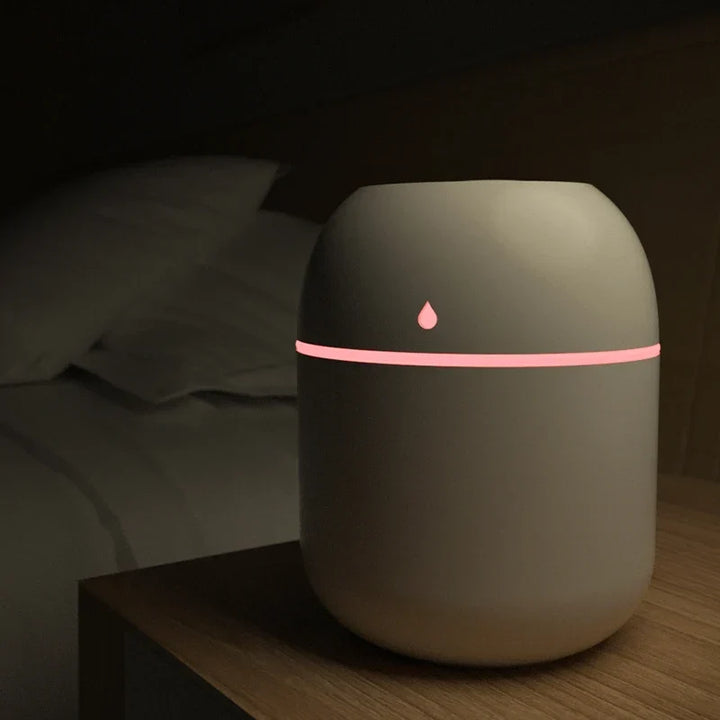 Portable USB Ultrasonic Air Mini Humidifier Diffuser with LED Lamp - Car Purifier Aroma Mist Maker for Home &amp; Travel