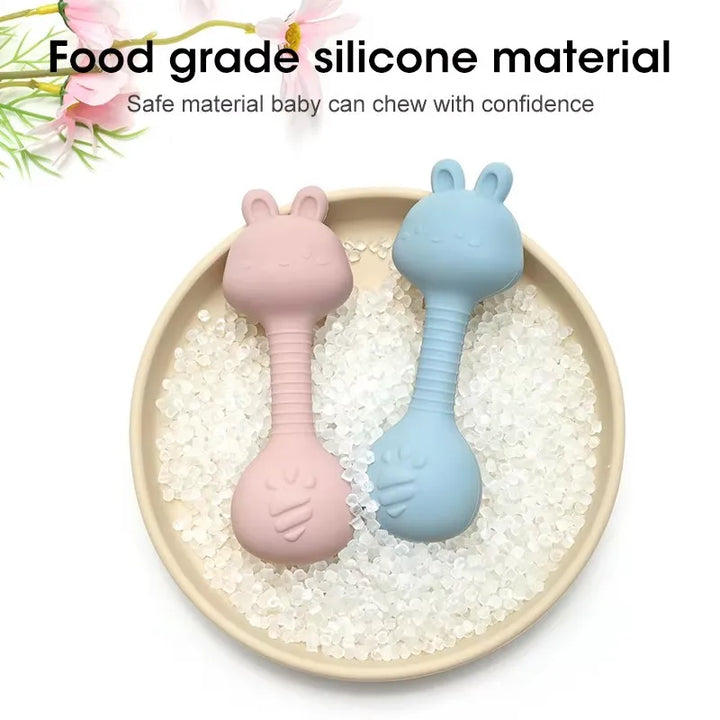 Silicone Rabbit Teether Rattle Newborn Sensory Toys