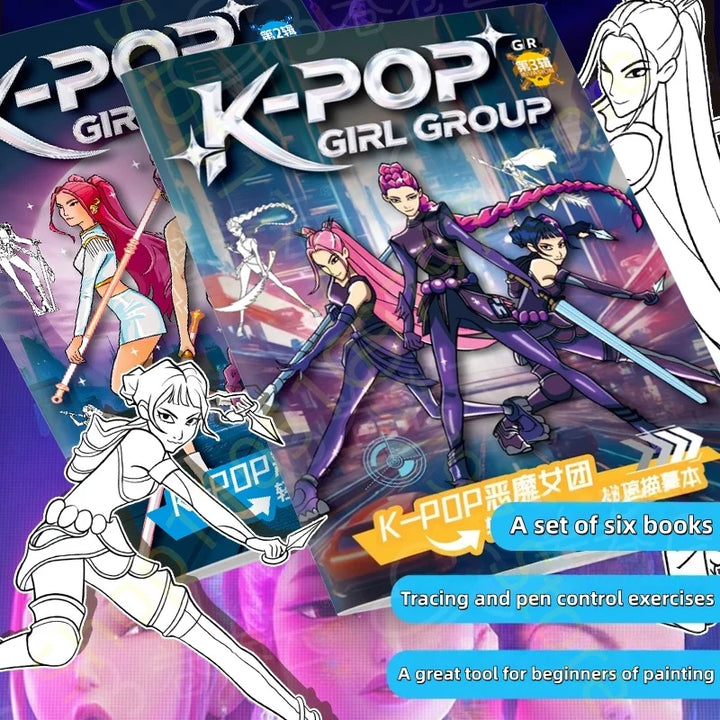colouring Book Kpop Demon Hunters Anime Sketches Rumi Mira Zoey Cute Line Drawings Back to School 2025 Gift