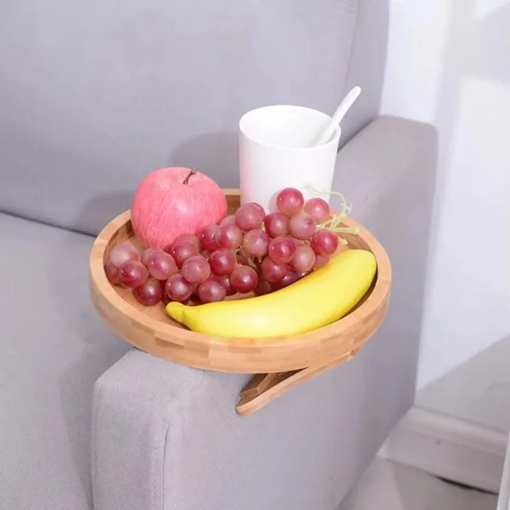 Bamboo Sofa Arm Tray Portable Couch Armrest Snack Holder