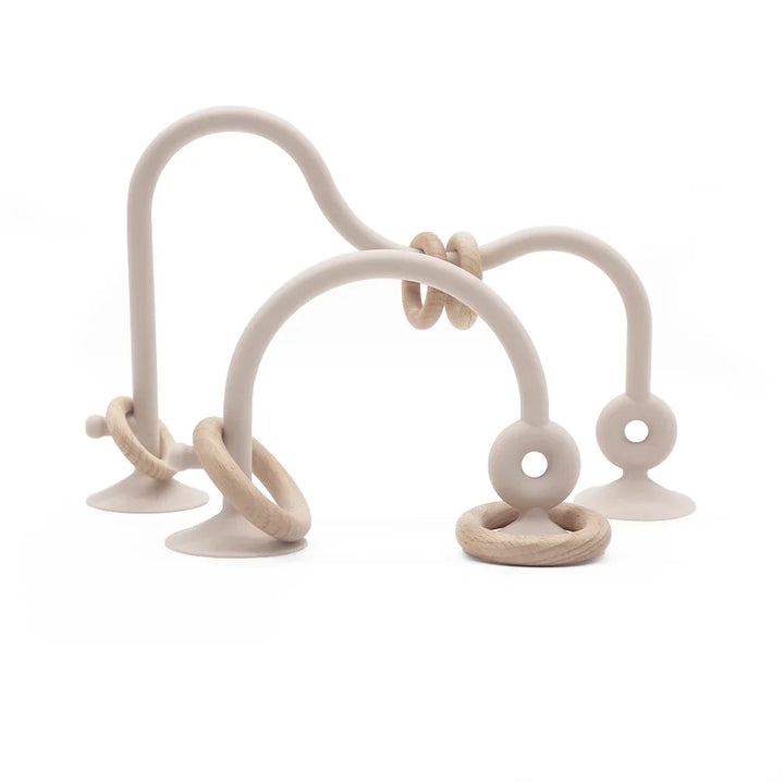Soft Silicone Teether Toy with Wooden Ring, Safe Teething Ring for Infants, Ideal for Teething Relief and Sensory Exploration