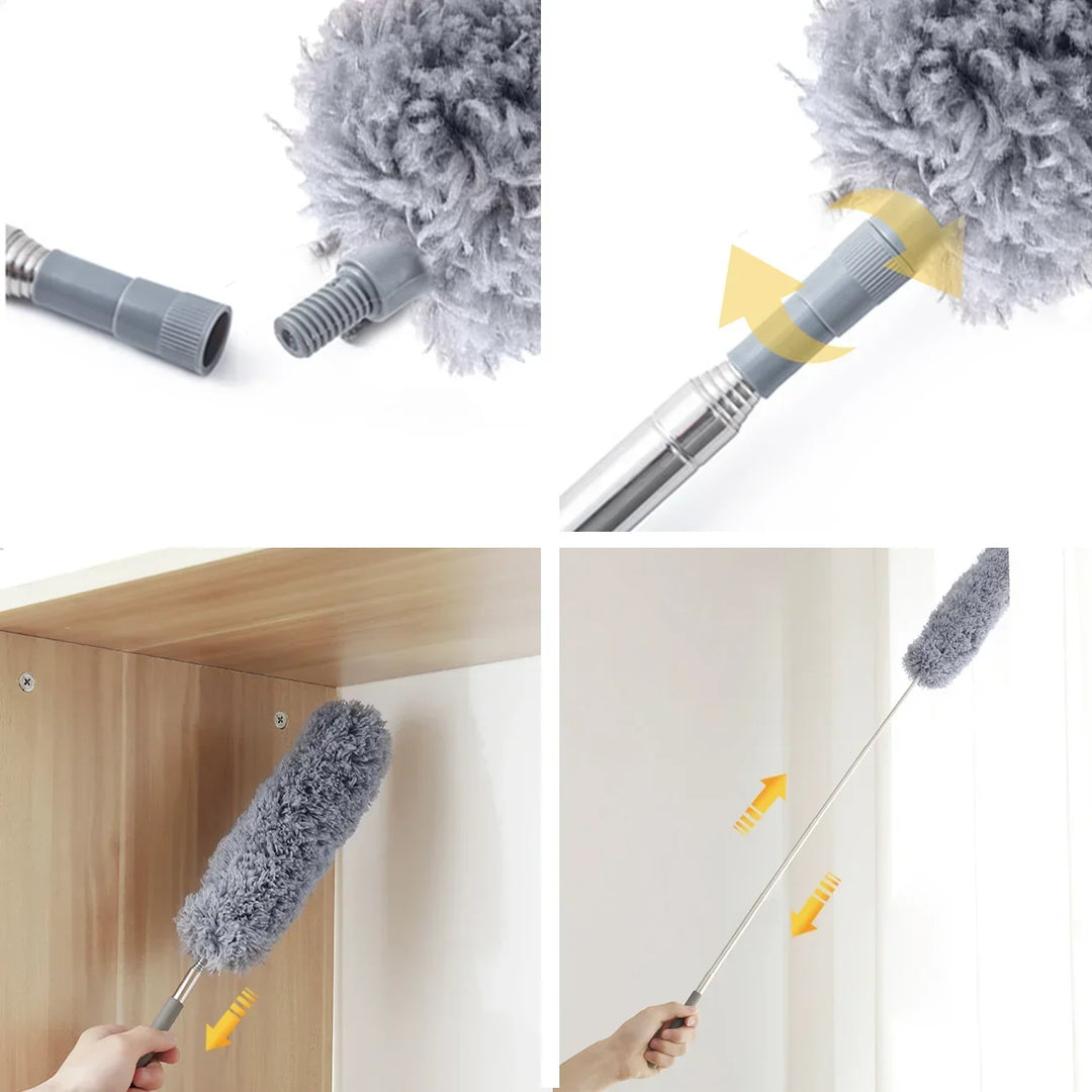 Microfiber Cleaning Tool Set - 4PCS Long Handle Duster &amp; Brushes for Household Cleaning