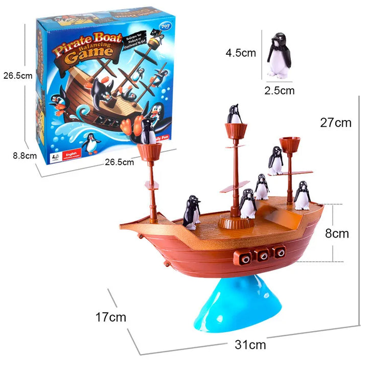 colourful Pirate Ship Balance Game - Fun Penguin Puzzle for Kids, Parent-Child Interaction, Ideal Birthday Gift