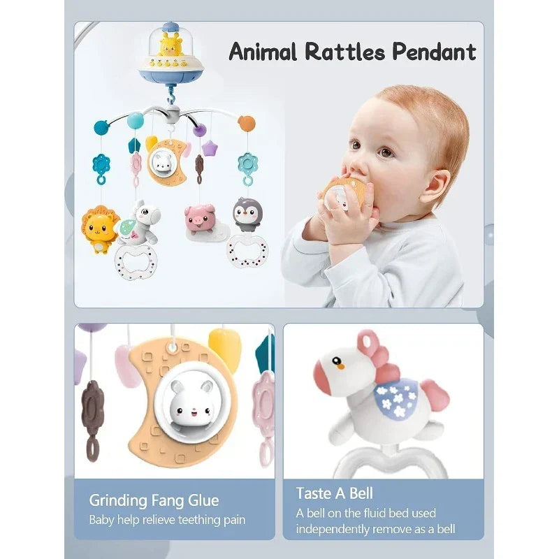 Crib Mobile Remote Music Light Newborn Sensory Toys