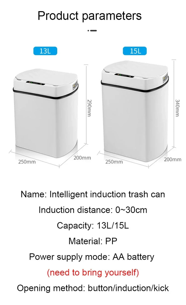 Smart Sensor Trash Can Rectangular Kitchen Bathroom