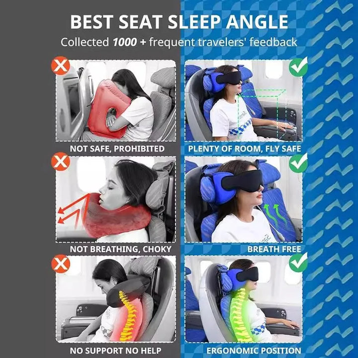Travel Pillow 3D Contoured Adjustable Eye Mask for Airplane Sleep Aid Fall 2026 TikTok Viral Gift
