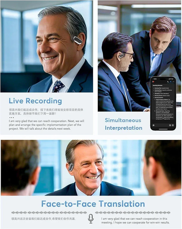 AI Real Time Translator Earbuds 144 Languages ANC Business