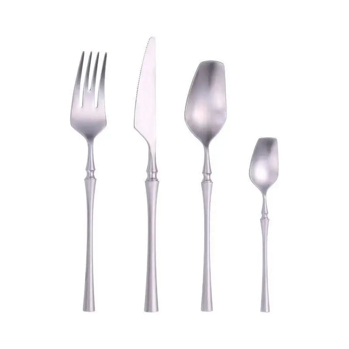 Stainless Steel 18/10  Cutlery Set - Glossy Silver Dinnerware, Matte 304 Tableware for Gifts