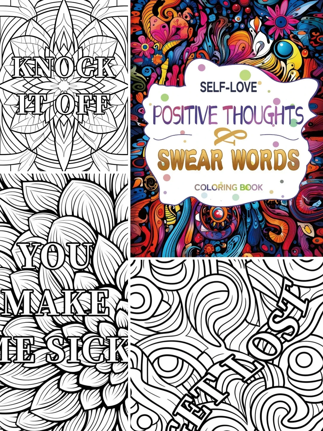 colouring Book Upgraded Thick Paper Mindfulness Positive Thoughts And Swear Words Holiday Gift 2025 Stress Relief