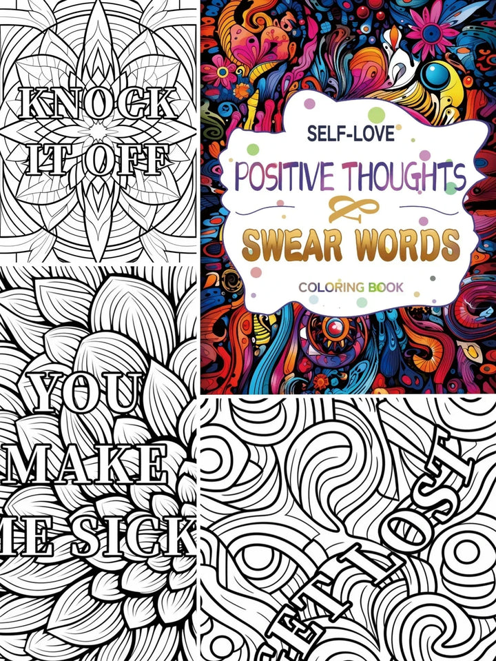 colouring Book Upgraded Thick Paper Mindfulness Positive Thoughts And Swear Words Holiday Gift 2025 Stress Relief